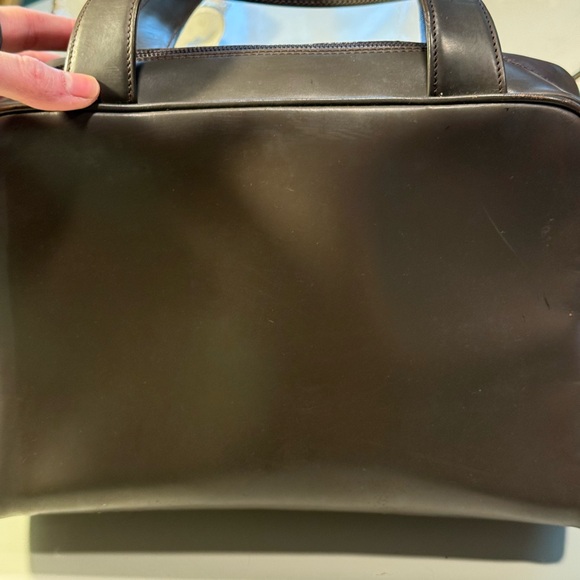 🤎 Vintage Gucci Brown Leather Boston Bag - Oversized Embossed GG Logo - Picture 4 of 12